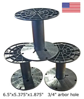 20 Black Plastic Spool Cable Wire Reel 6 1/2 " Dia x 5.375" H WITH 3/4 ARBOR AC/DC WIRE AND SUPPLY