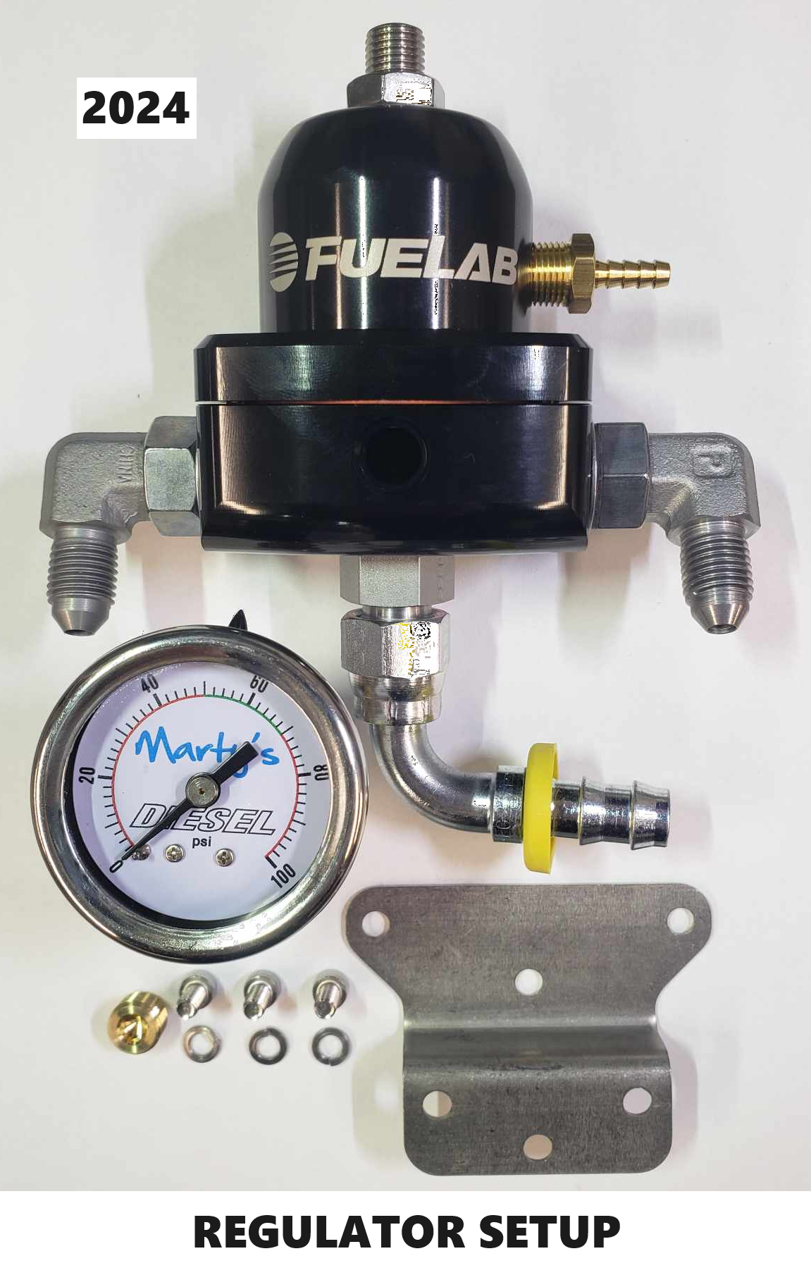 Fuelab Regulator with Hardware, 4 Fittings and 0-100psi Pressure Gauge Marty's Diesel