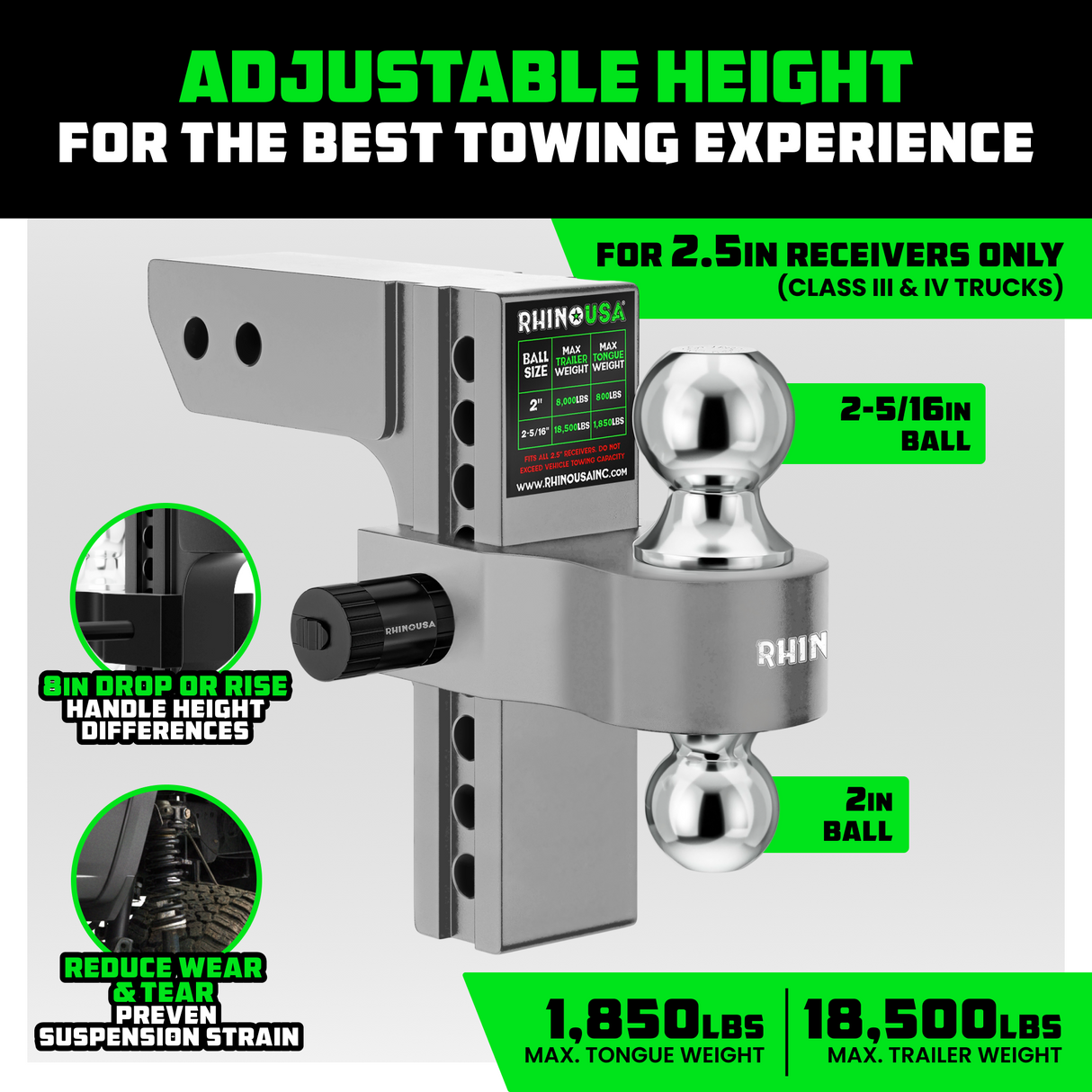 Adjustable Drop Hitch (2.5" Receivers)