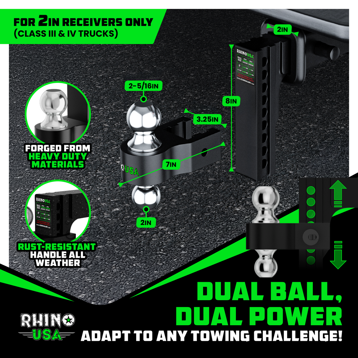 Adjustable Drop Hitch (2" Receivers)