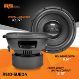 RS10-SUBD4 PRV 10” Car Subwoofer Dual 4 Ohm 1000 Watts PRV