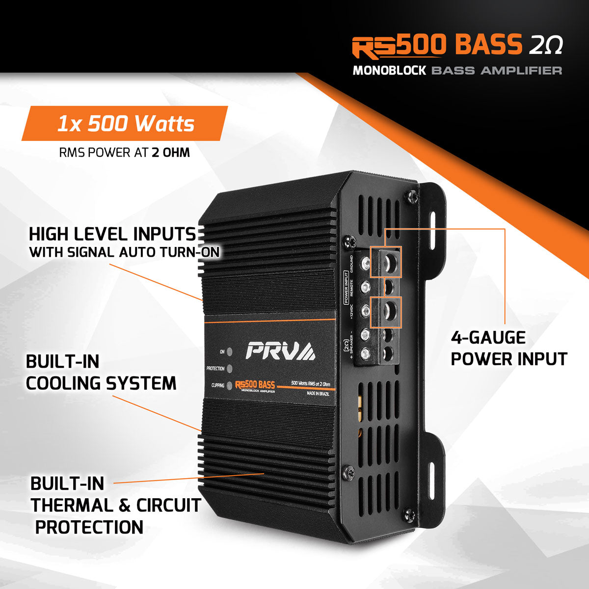 PRV Audio RS500 BASS Monoblock Car Amplifier 500 Watts 2 Ohm
