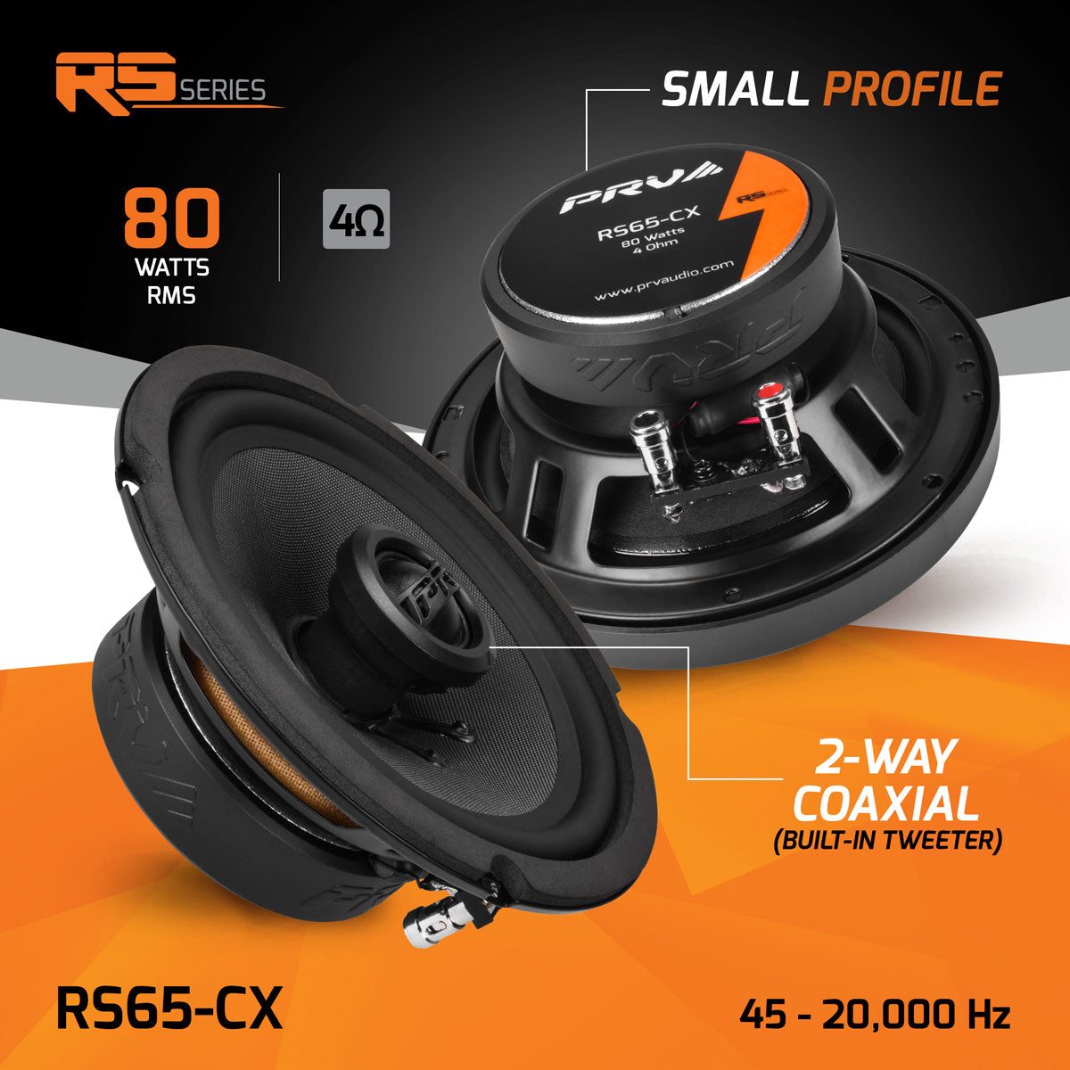 PRV Audio RS65-CX 6.5" 2-Way Coaxial Car Speakers 80 Watts RMS Pair