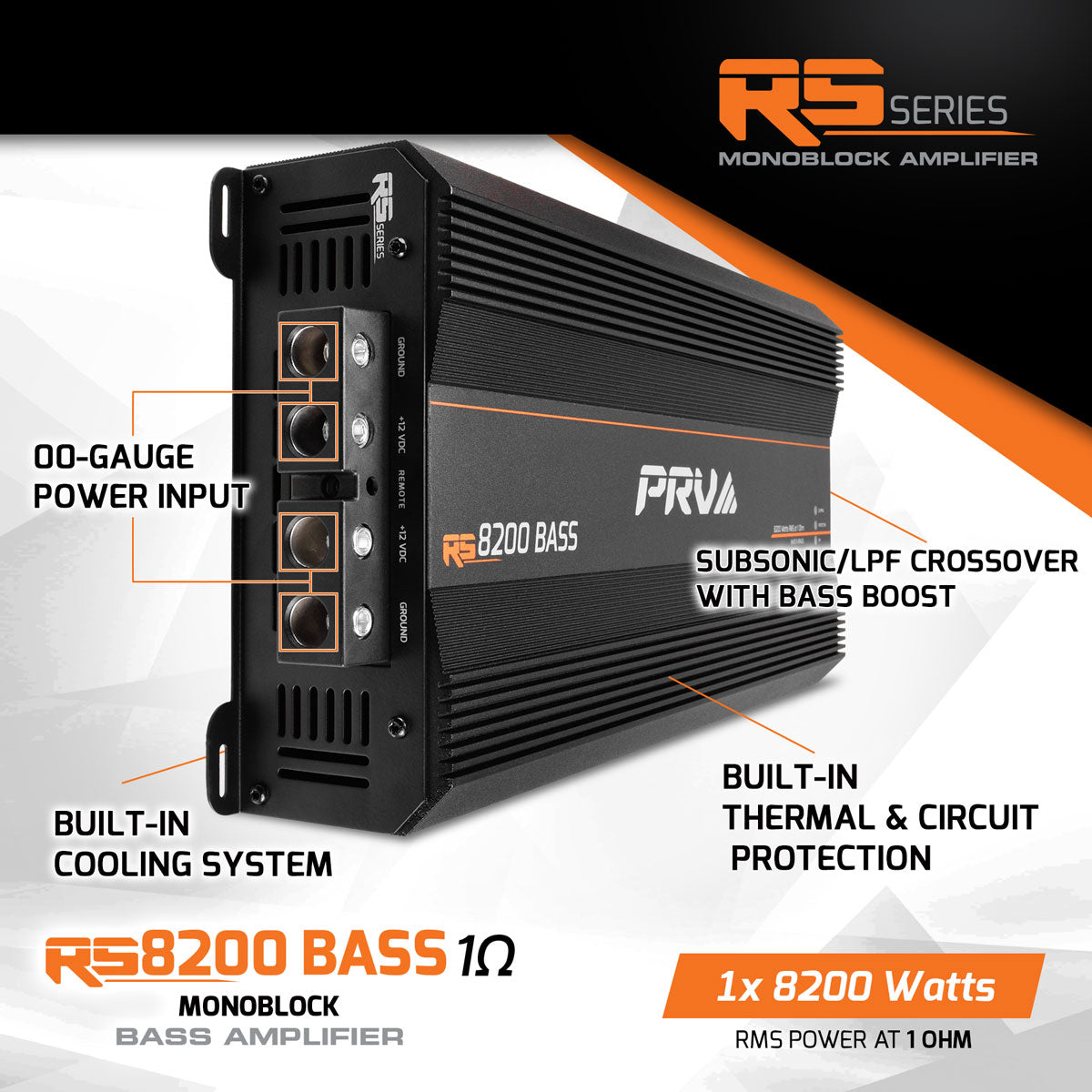 RS8200 BASS 1 Ohm | 1 Channel Monoblock Amplifier PRV