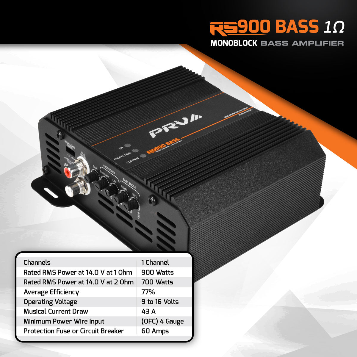 PRV RS900 BASS 1 Ohm Amplifier PRV Audio