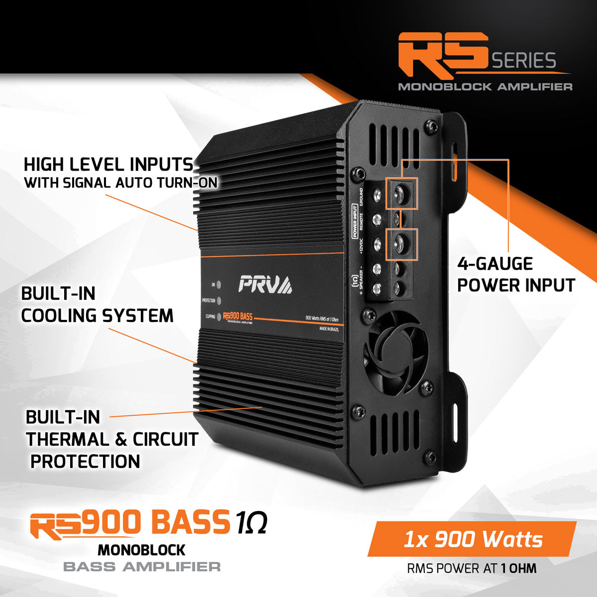 RS900 BASS 1 Ohm - 1 Channel Monoblock Amplifier PRV