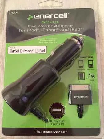 Radio Shack Enercell Car Power Adapter iPhone, iPod, iPad USB Power Port 5VDC - 2.6A TekShack