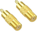 F-Type Female to RCA Male Coaxial Cable Audio Adapter Gold Plated Connector, Pack of 2 TekShack