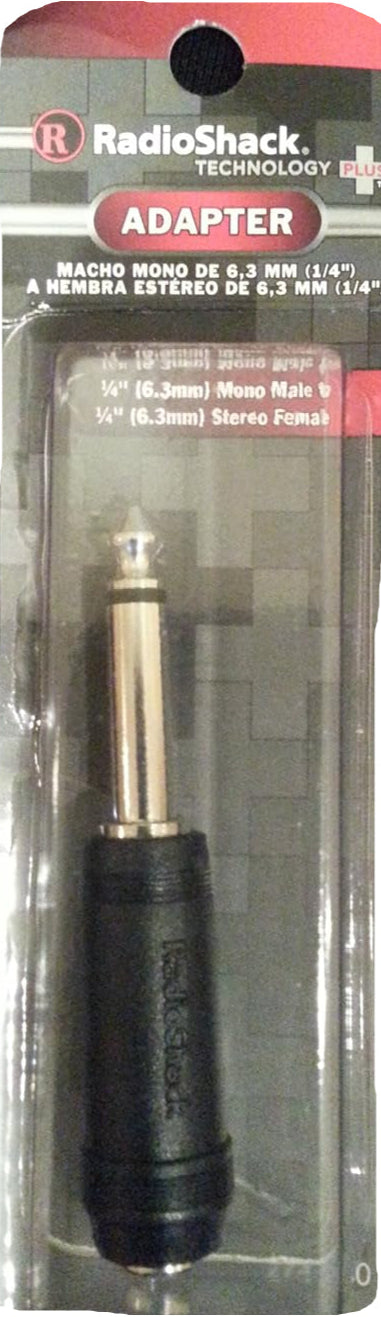 Radio Shack Adapter Mono Male 6.3 mm (1/4") to Stereo Female 6.3 mm (1/4") TekShack