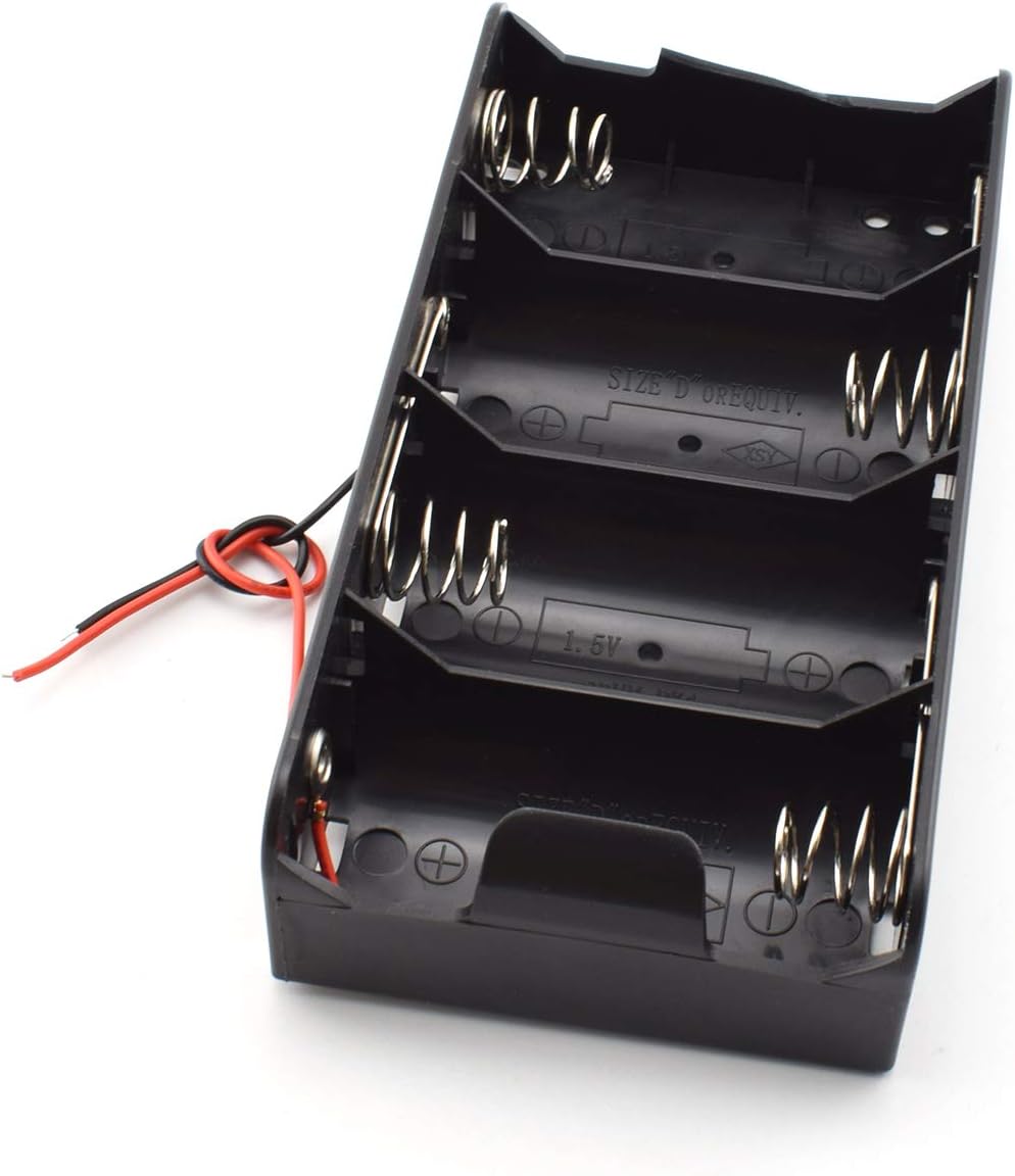 D Battery Holder, Holds 4 Batteries (Side by Side) TekShack