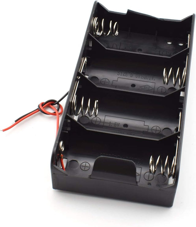 D Battery Holder, Holds 4 Batteries (Side by Side) TekShack