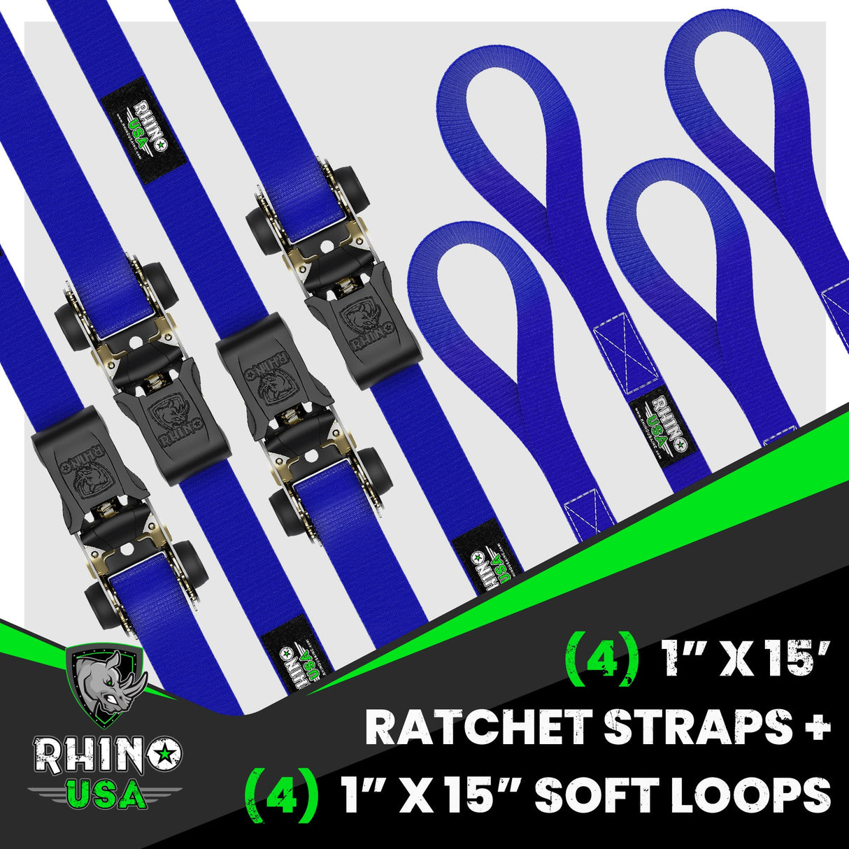1" x 15' Ratchet Tie-Down Set (4-Pack)