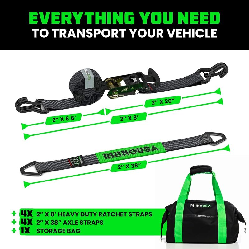 2" x 8' Vehicle J Hook Tie-Down Kit by Rhino USA