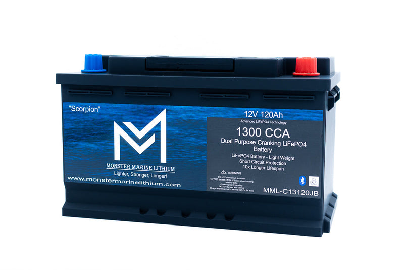 1300CCA 120Ah Dual Purpose Bluetooth Cranking Lithium "Scorpion" - Bluetooth - MML-13C120B