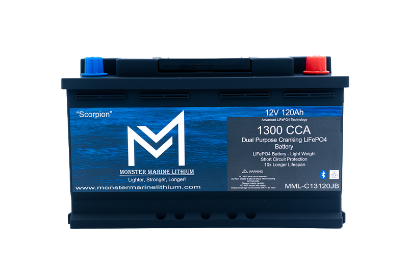 1300CCA 120Ah Dual Purpose Bluetooth Cranking Lithium "Scorpion" - Bluetooth - MML-13C120B