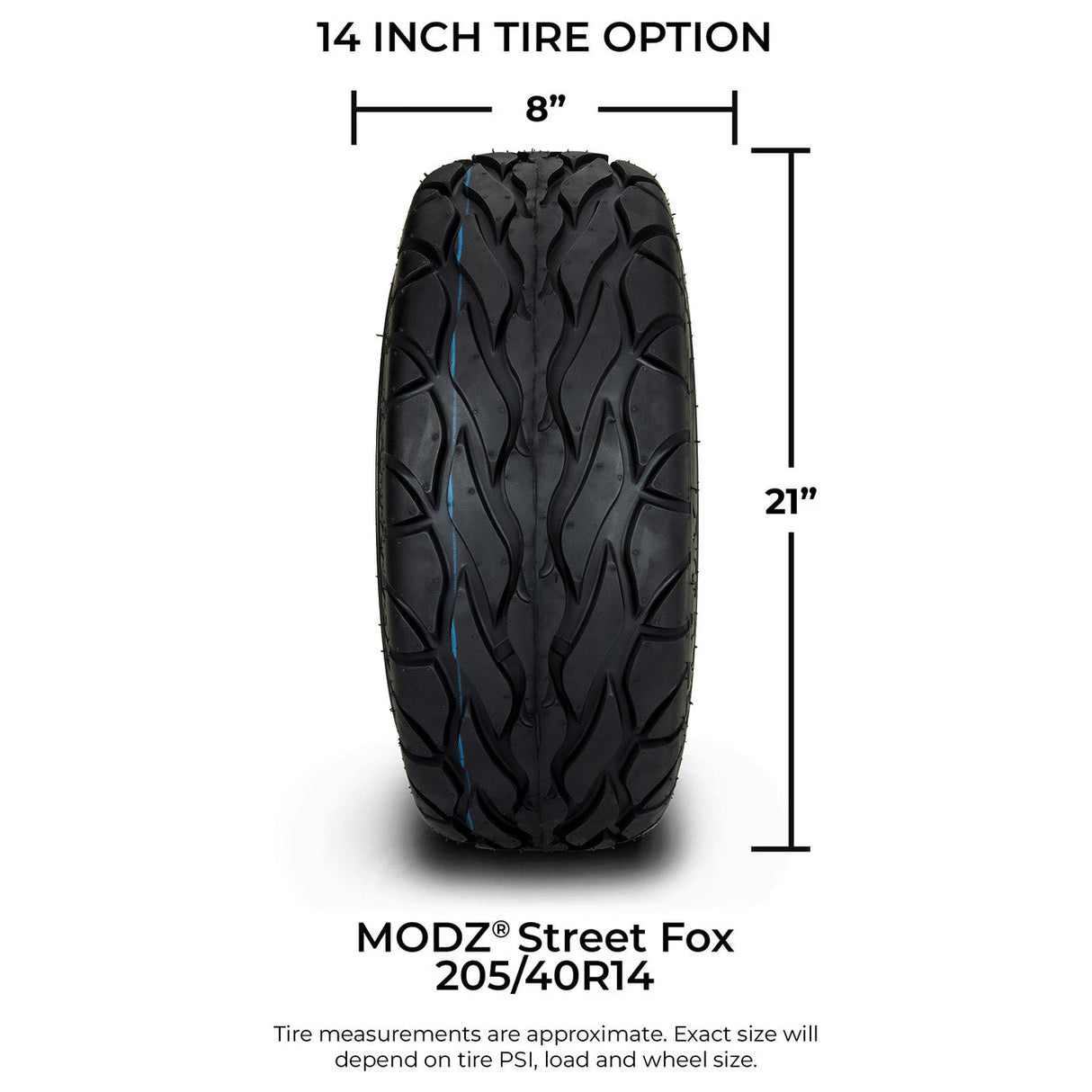 MODZ® Street Fox 205/40/14 Radial Golf Cart Tire