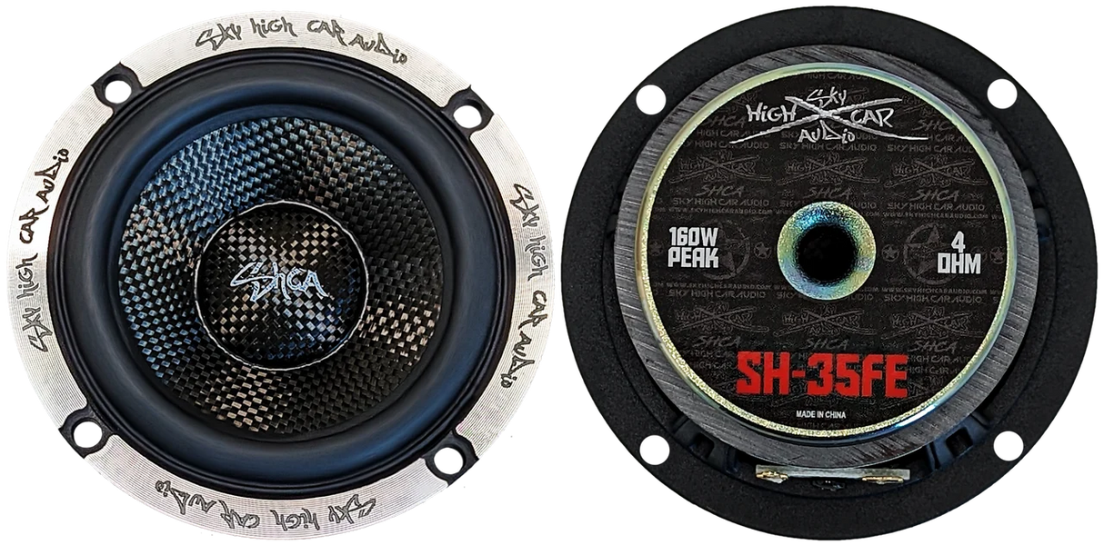 Sky High Car Audio SH-35FE | 3.5" Midrange Speaker w/ Carbon Fiber Cone (Pair) Sky High Car Audio