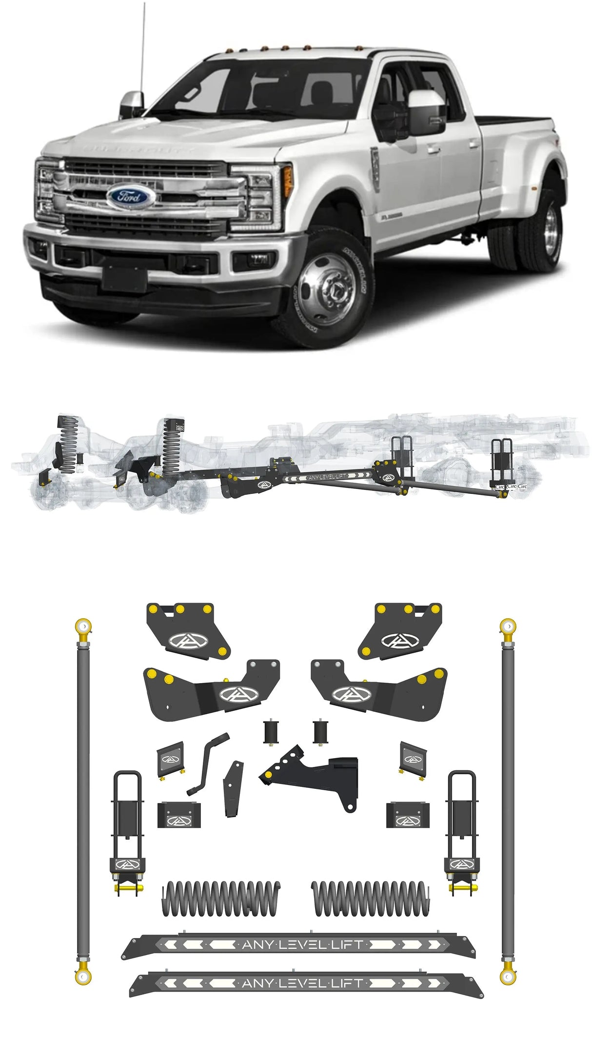 Any Level 4.5" Static Lift - Base System: F-450, Dual Rear Wheel (2017-2019) Any Level Lift
