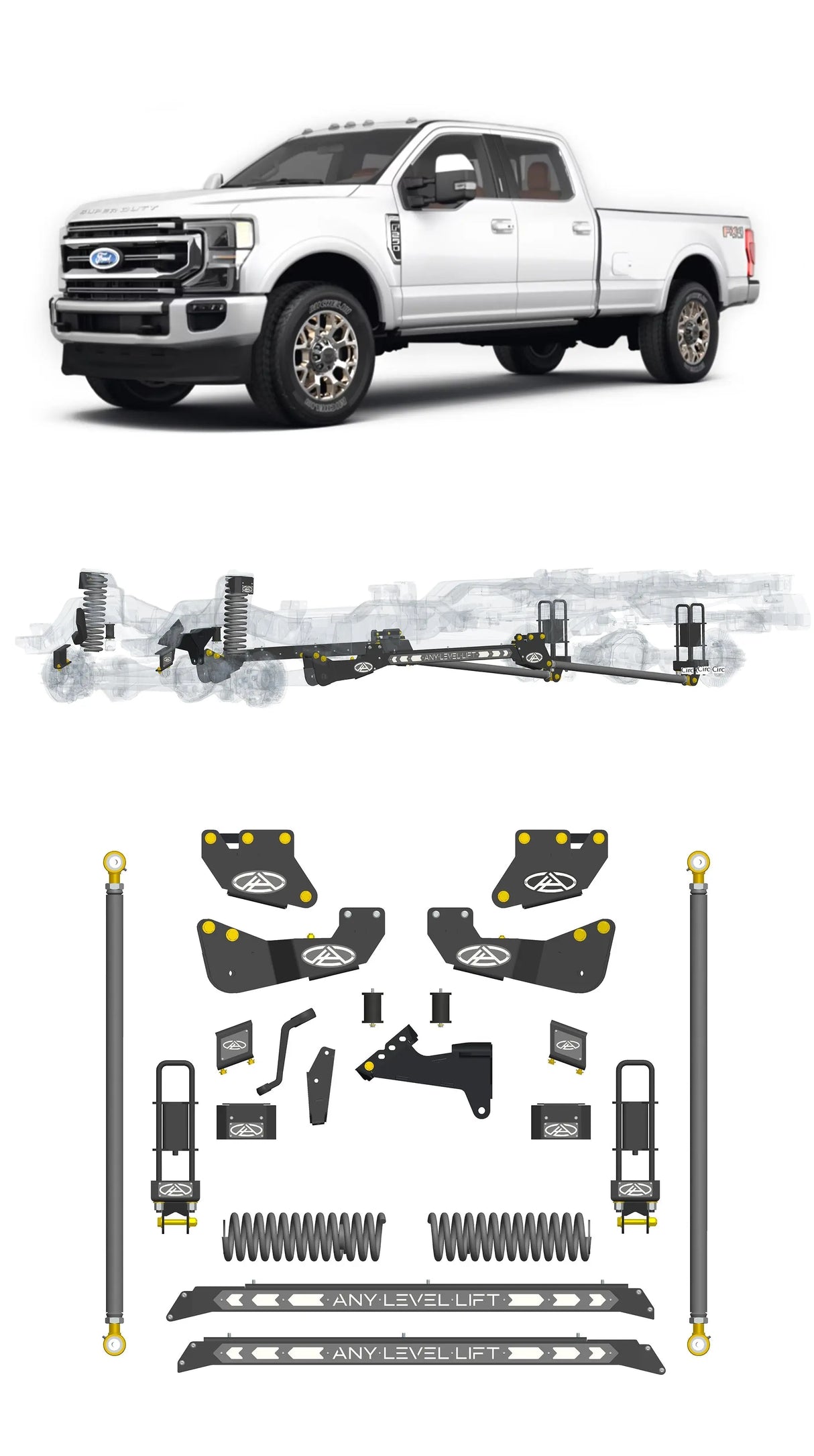 Any Level 5.5" Static Lift - Base System: F-250/F-350, Single Rear Wheel (2020-2022) Any Level Lift