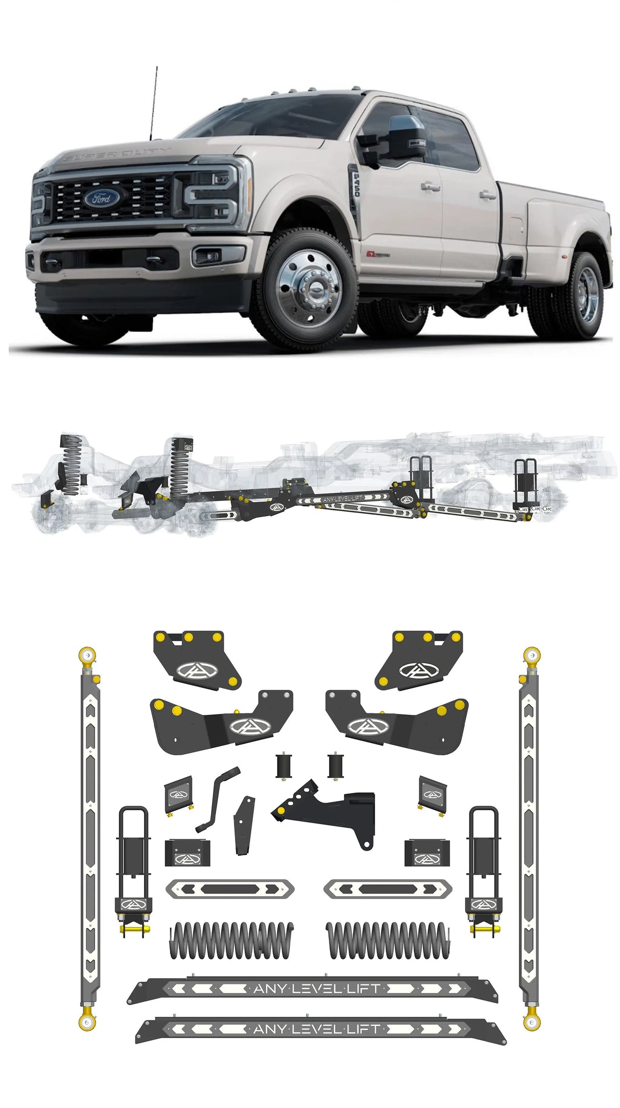 Any Level 5.5" Static Lift - Base System: F-350, Dual Rear Wheel (2023+) Any Level Lift