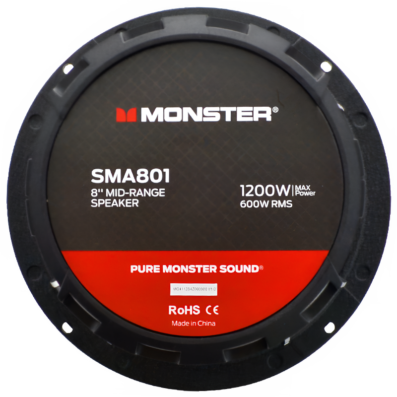 Monster SMA801 8″ 600W RMS Midrange Speaker 8-Ohm (Single) Monster Audio