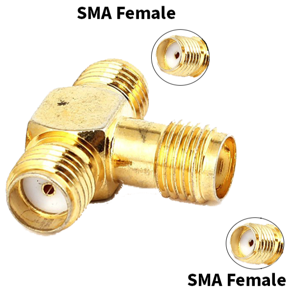 SMA Triple T Adapter Female to x2 Female Connector TekShack