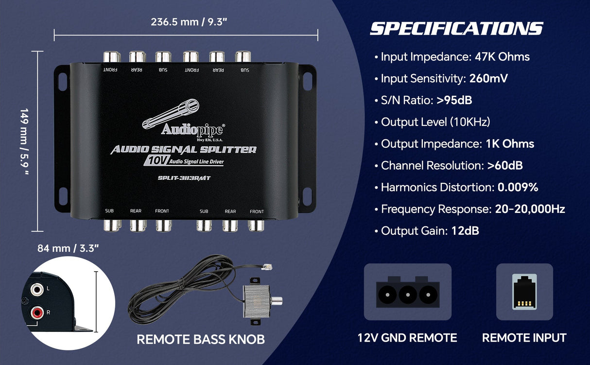 Audio Signal Splitter (SPLIT-3113RMT） Audiopipe