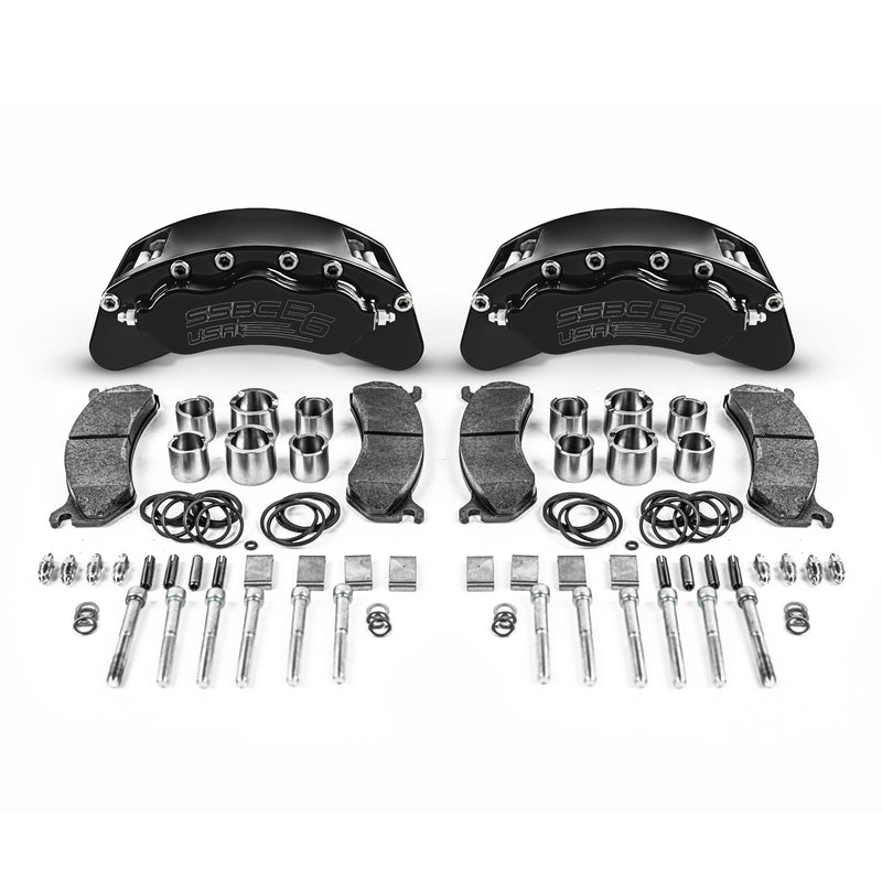American Made B6-Brawler 6 Piston Direct Fit Billet Aluminum Rear Disc Brake Kit W/DS Rotors. Black A414-21BLK-DS