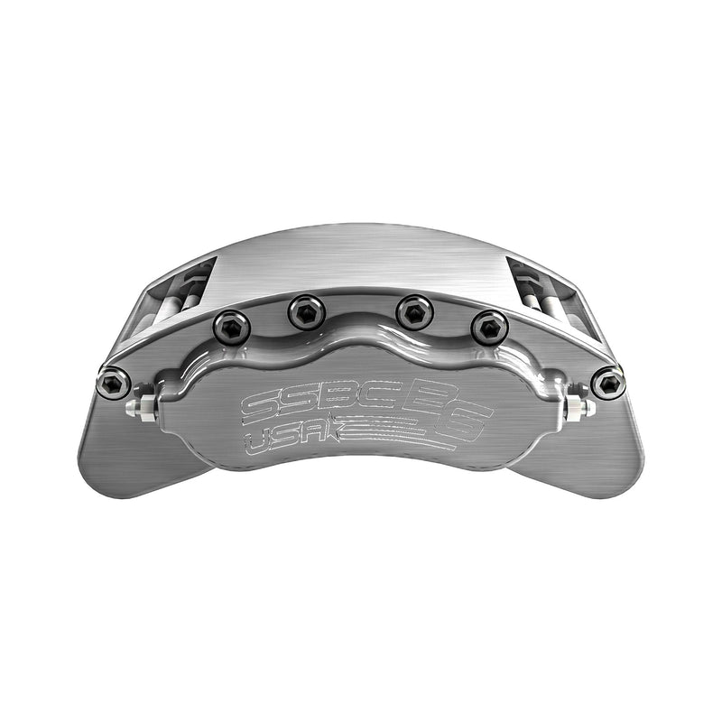 American Made B6-Brawler 6 Piston Direct Fit Billet Aluminum Rear Disc Brake Kit W/DS Rotors. Clear A414-21-DS