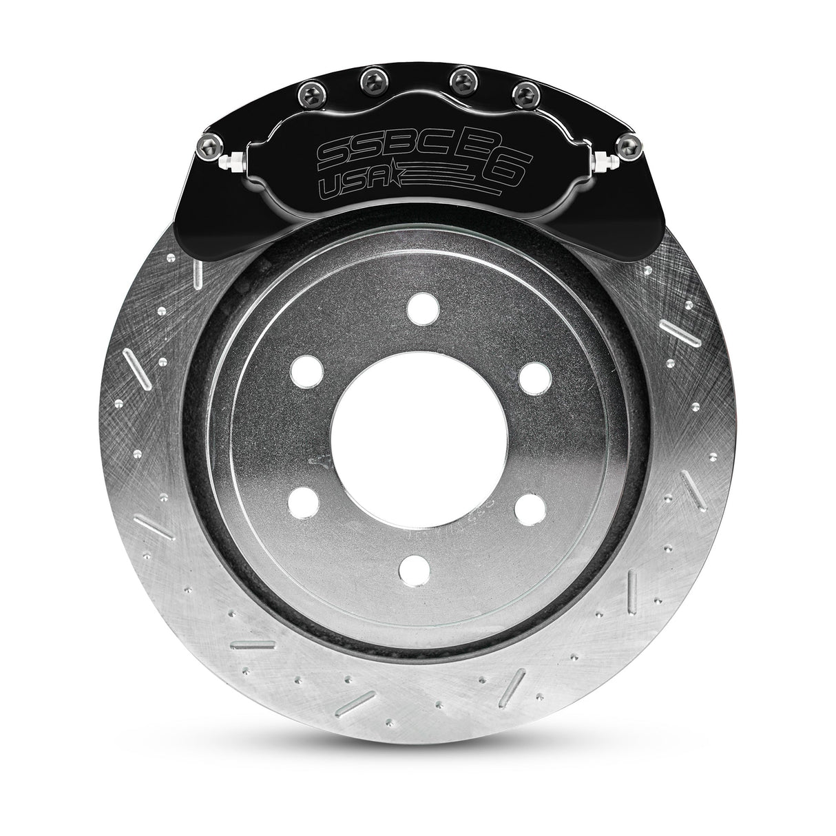 American Made B6-Brawler 6 Piston Direct Fit Billet Aluminum Rear Disc Brake Kit W/DS Rotors. Black A414-21BLK-DS