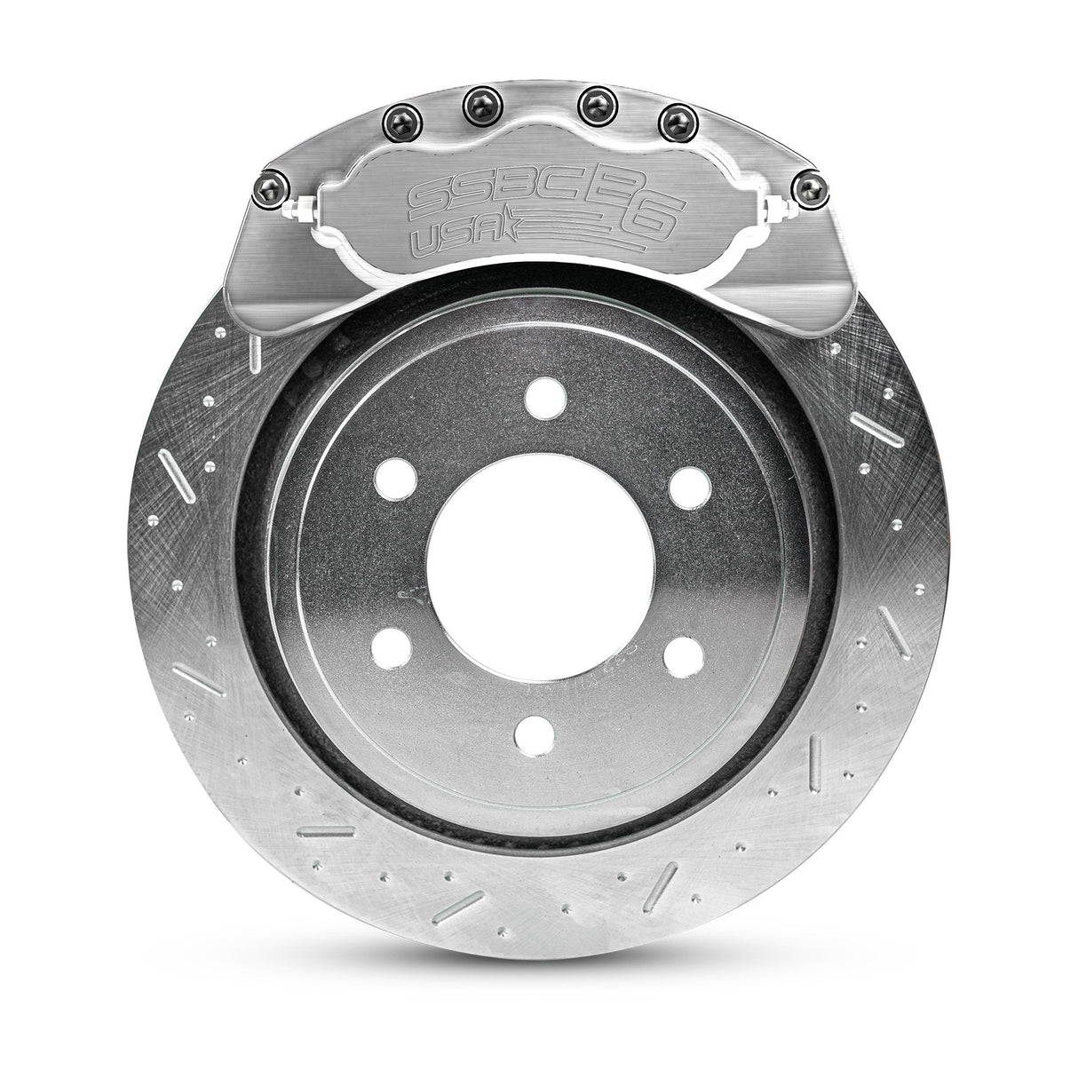 American Made B6-Brawler 6 Piston Direct Fit Billet Aluminum Rear Disc Brake Kit W/DS Rotors. Clear A414-21-DS
