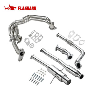 Exhaust Header/Catback w/ Downpipe Up-pipe All-In-One Kit for 2002-2006 Subaru Impreza WRX/STI Flashark
