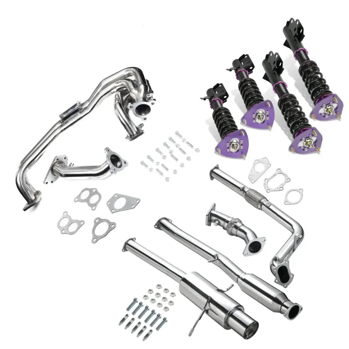 Exhaust Header/Catback w/ Downpipe Up-pipe All-In-One Kit for 2002-2006 Subaru Impreza WRX/STI Flashark