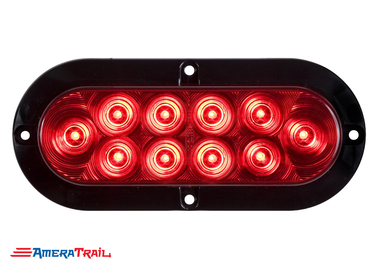 6" Oval LED Surface Mount Red Taillight; Optronics