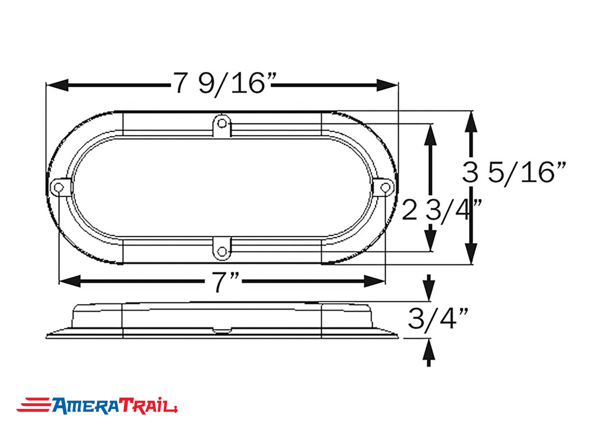 6" Oval LED Surface Mount Red Taillight; Optronics