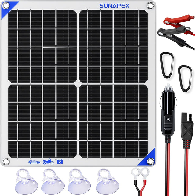 SUNAPEX Solar Battery Charger Maintainer, 20W 12V TekShack