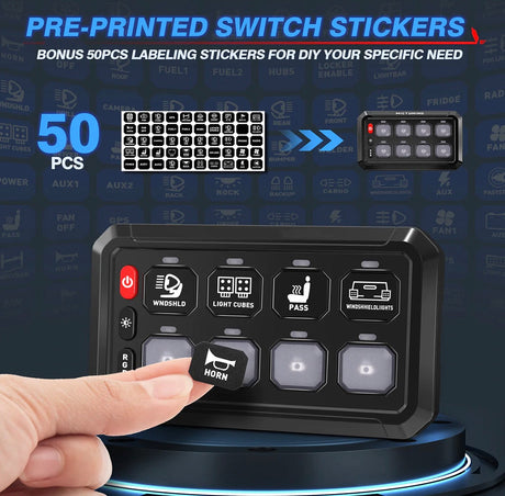 8-Gang Switch Panel With RGB And Remote Control Bluetooth App GGLighting