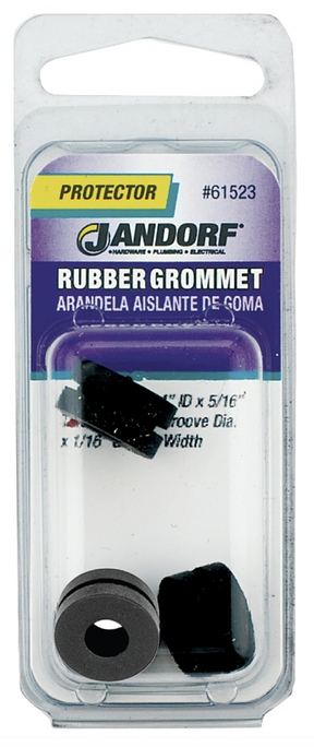 Jandorf 61523 Grommet, 17/64 in ID, 5/8 in OD, Rubber, Black, 5/16 in Thick Panel Jandorf