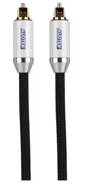 Audtek 50 ft. Premium Toslink Digital Optical Cable with Braided Nylon Jacket TekShack