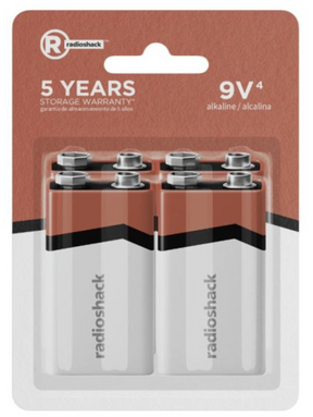 RadioShack 9V Alkaline Batteries 4 Pack 2302290 Radio Shack