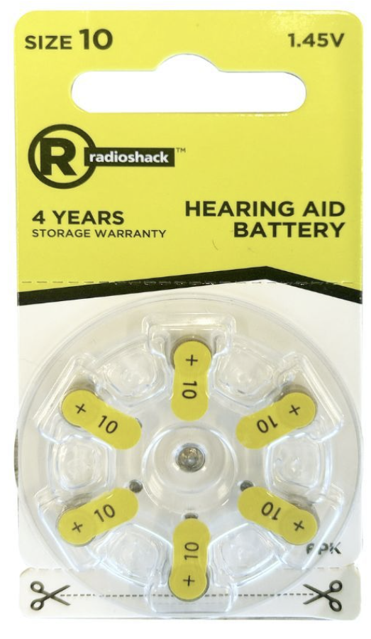 RadioShack Hearing Aid Battery, Size 10, 6 Pack, 2302520 Radio Shack