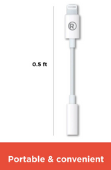 RadioShack "Dongle" Lightning Male to 3.5MM Male MFI White Adapter 1202263 Radio Shack