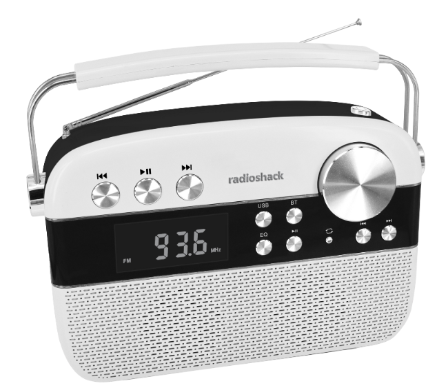 RadioShack AM/FM 2-Band Vintage Radio with Bluetooth Function and USB/TF ports White 1202267 Radio Shack