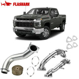 3.5'' Downpipe Exhaust For 2017-2023 Chevy/GMC Silverado/ Sierra L5P Duramax Diesel 6.6L Flashark