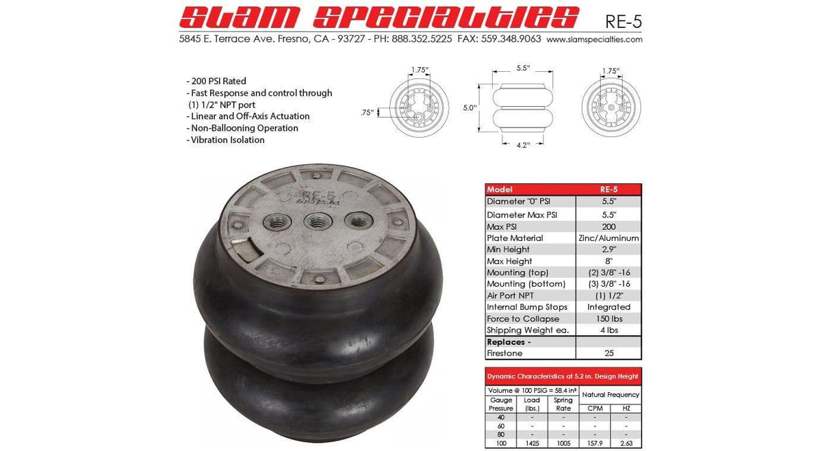 Slam Specialties RE-5 200 PSI Air Bag Slam Specialties