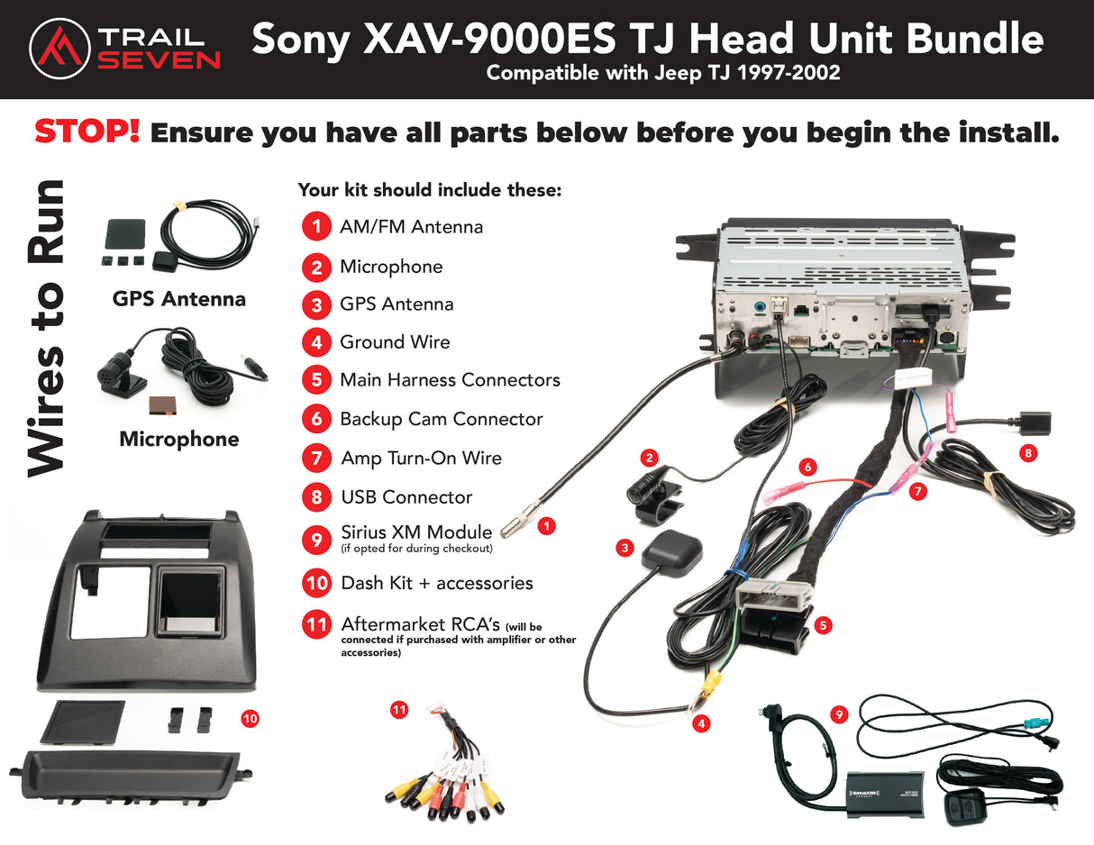 Sony XAV-9000ES Plug and Play Bundle | '97 - '02 TJ Wrangler