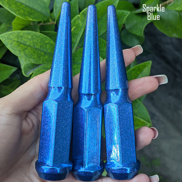 24 Pc 14x1.5 Spike Lug Nuts 4.5" Tall - Powder Coated - Various Colors