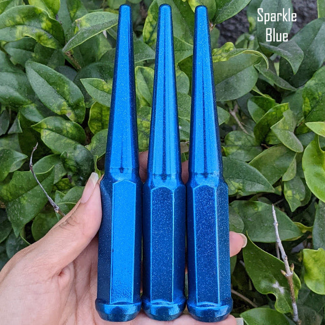 32 Pc 14x1.5 Spike Lug Nuts 6" Tall - Powder Coated - Various Colors