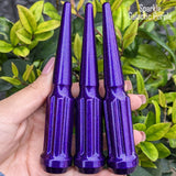 32 Pc 14x1.5 7-Spline Spike Lug Nuts 4.5" Tall - Powder Coated + Key Socket