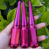 24 Pc 14x1.5 Spike Lug Nuts 4.5" Tall - Powder Coated - Various Colors
